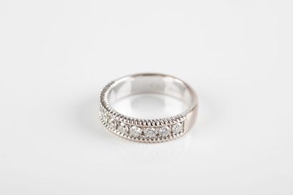 White gold wedding band set with ten brilliant-cut...