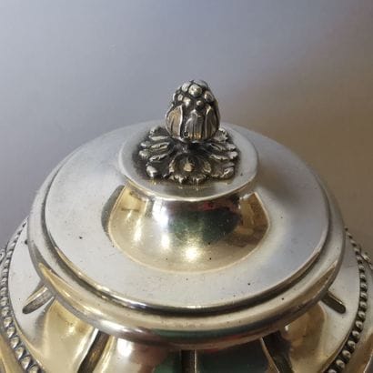 Silver SUGAR POT, gilt interior. PARIS, CARDEILHAC,...