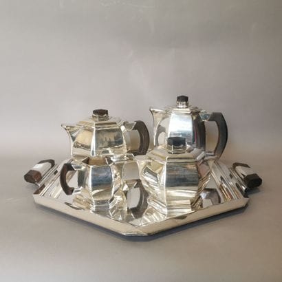 TEA AND COFFEE SET in silver plated metal...