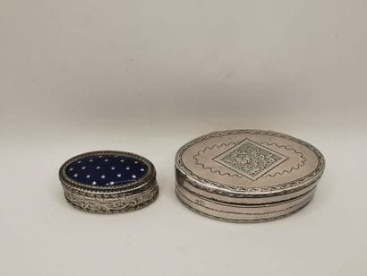 TWO silver, enamel and silver gilt boxes.
-...