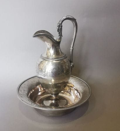 AIGUIERE AND BASSIN in silver. PARIS, Louis-Joseph...