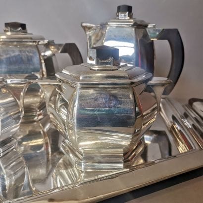 TEA AND COFFEE SET in silver plated metal...