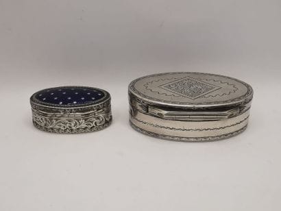 TWO silver, enamel and silver gilt boxes.
-...