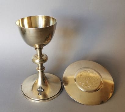 Gilded silver chalice and paten. LYON, Charles-Frédéric...