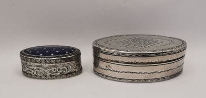 TWO silver, enamel and silver gilt boxes.
-...