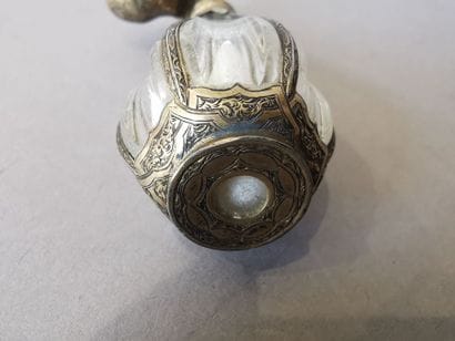 TWO SALT BOTTLES, mounted in silver gilt....