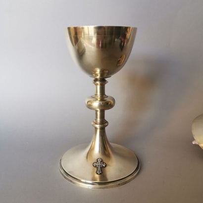 Gilded silver chalice and paten. LYON, Charles-Frédéric...