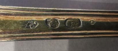 Gilded silver SAUPOUDREUSE OR OLIVE SPOON....