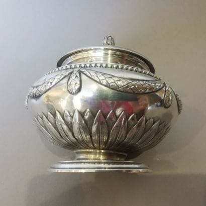Silver SUGAR POT, gilt interior. PARIS, CARDEILHAC,...