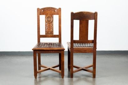 Jacques PHILIPPE (1896-1959)
Pair of chairs
Solid...