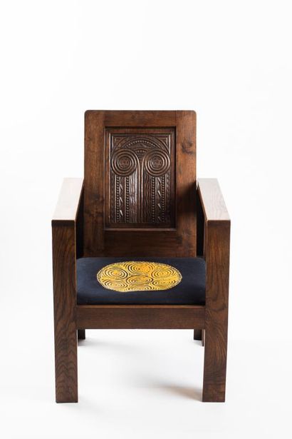 Joseph SAVINA (1901-1983)
Fauteuil Seiz Breur
Chêne...