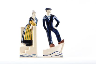 François CAUJAN (1902-1945) 
Breton couple
Two...