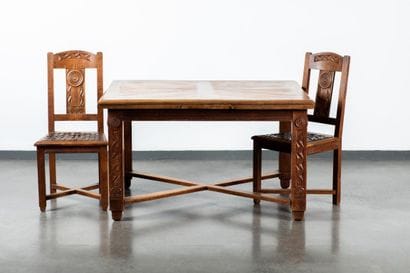 Jacques PHILIPPE (1896-1959)
Pair of chairs
Solid...