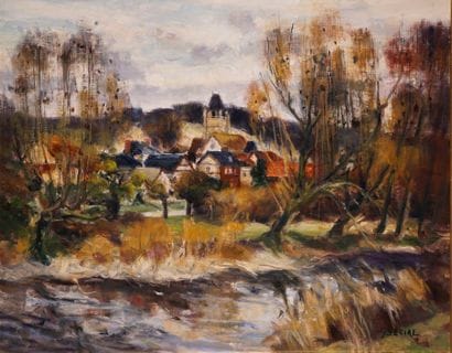 SEBIRE Gaston, 1920-2001
Village au clocher,...