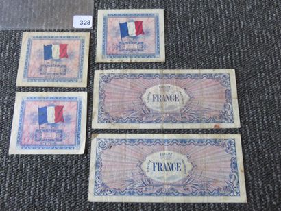 Banknotes - France - Collection of 5 American...