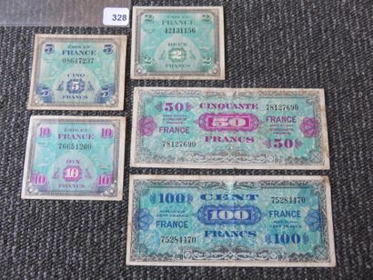 Banknotes - France - Collection of 5 American...