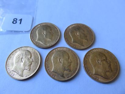Monnaies or - Empire britanique - Lot de...