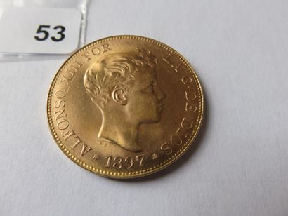 Monnaie or - Espagne - 100 Pesetas Alphonse...