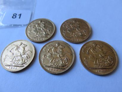 Monnaies or - Empire britanique - Lot de...