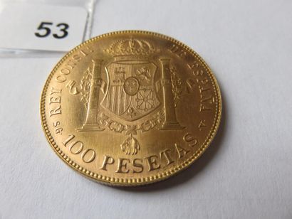 Monnaie or - Espagne - 100 Pesetas Alphonse...