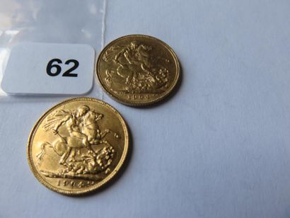 Monnaies or - Royaume Uni - Lot de 2 x Souverain...