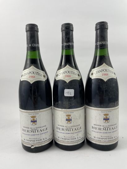 3 btls Hermitage 1988 - Monier de la Sizeranne...