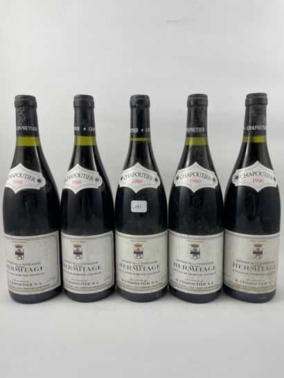 5 btls Hermitage 1990 - Monier de la Sizeranne...