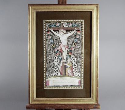 Canivet and gouache paper depicting Christ...