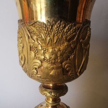 Gilt silver CALICE AND PEDESTAL (950). PARIS,...