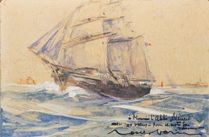 GARIN Louis, 1888-1959
Sailboat at sea
gouache...