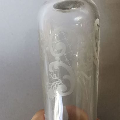 LIQUEUR BOTTLE in crystal and silver gilt...