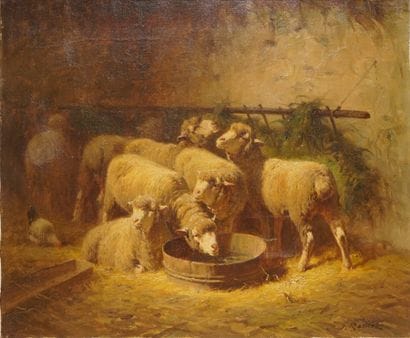 RAMET Jules, 1855-1927
Sheep in the sheepfold
oil...