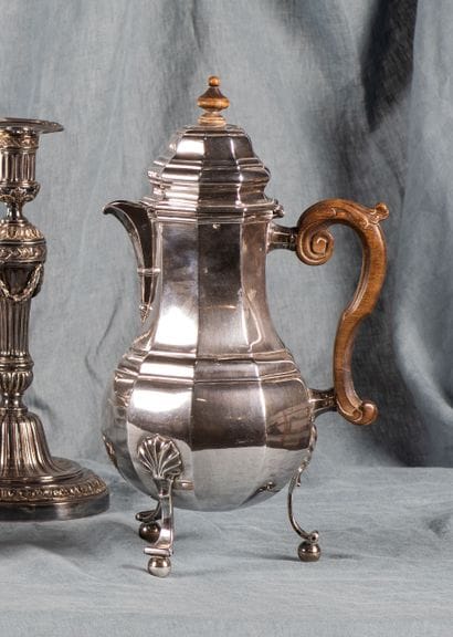 CHOCOLATIERE in silver. TOURNAI (Belgium),...