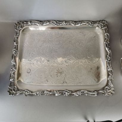 TEA AND COFFEE SET in silver (950) and silver-plated...