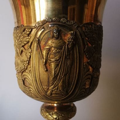 Gilt silver CALICE AND PEDESTAL (950). PARIS,...