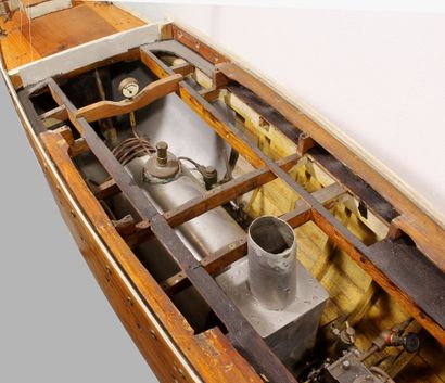 Sailing model of an ocean liner. Wooden hull...