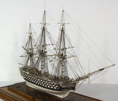 Pontoon model of a three-deck ship of the...