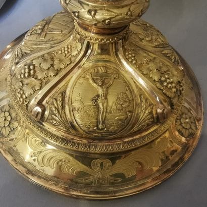 Gilt silver CALICE AND PEDESTAL (950). PARIS,...
