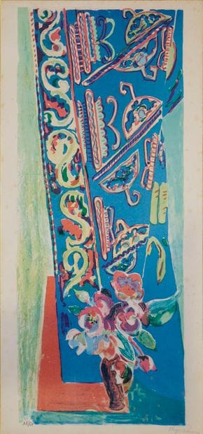 WORMS Roger, 1907-1980
Bouquet au rideau
lithograph,...