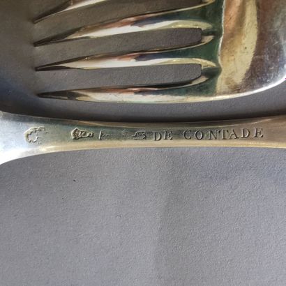 SIX Soup spoons and six table forks in silver...