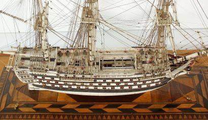 Pontoon model of a three-deck ship of the...