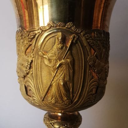 Gilt silver CALICE AND PEDESTAL (950). PARIS,...