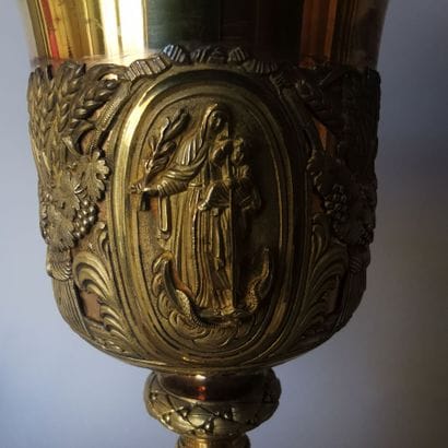 Gilt silver CALICE AND PEDESTAL (950). PARIS,...