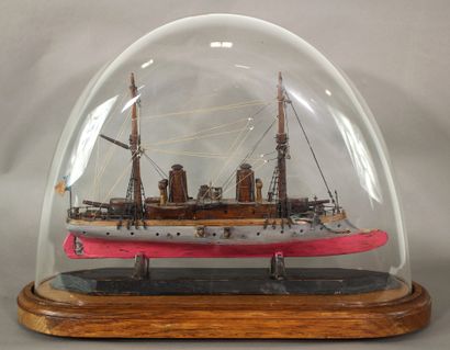 Model of a spur gunboat. Folk art, seaman's...