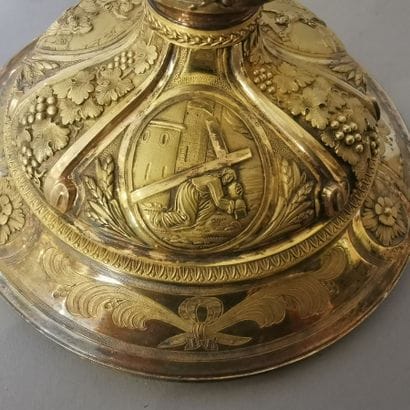 Gilt silver CALICE AND PEDESTAL (950). PARIS,...