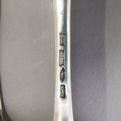 EIGHT SOUP SPOONERS AND SIX TABLE FORKS in...