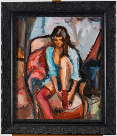 CORNU Pierre, 1895-1996
Andrea with red stockings
Oil...