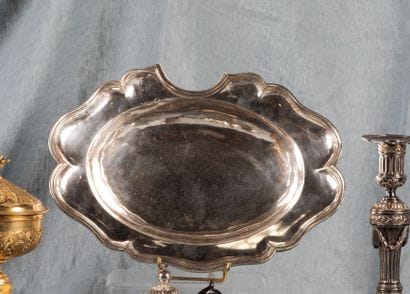 BARBE PLAT in silver-plated metal. Work of...