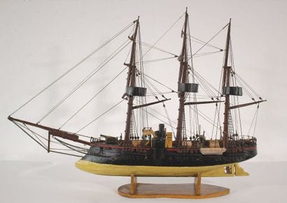 Model of a mixed sail and steam battleship....