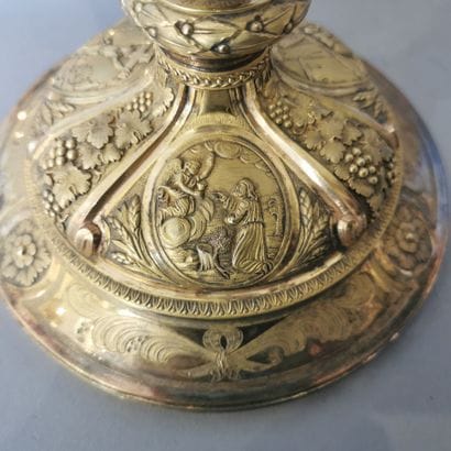 Gilt silver CALICE AND PEDESTAL (950). PARIS,...